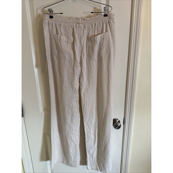 NWT CALI 1850 BEIGE PALAZZO WIDE LEG LINEN BLEND PANTS SZ XL Cottage Core Boho - Picture 3 of 7